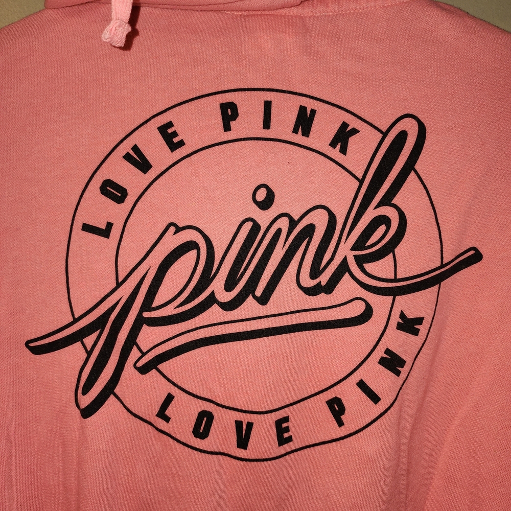 PINK‎ Victoria's Secret Coral Hoodie zipper jacket sz small - Picture 6 of 12